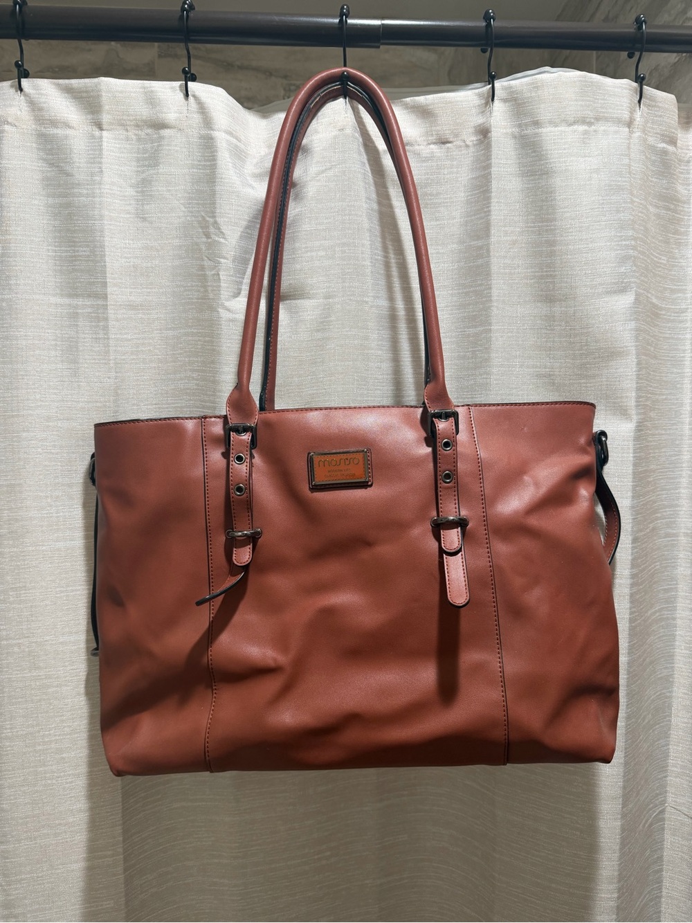 Mosiso Women's Leather Tote Bag in Cognac